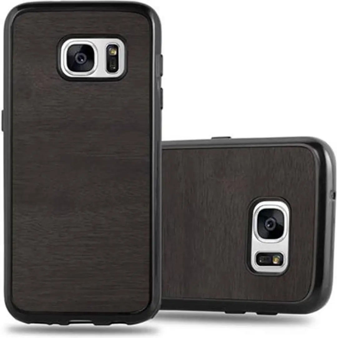 Cadorabo Hoesje geschikt voor Samsung Galaxy S7 in WOODEN ZWART
