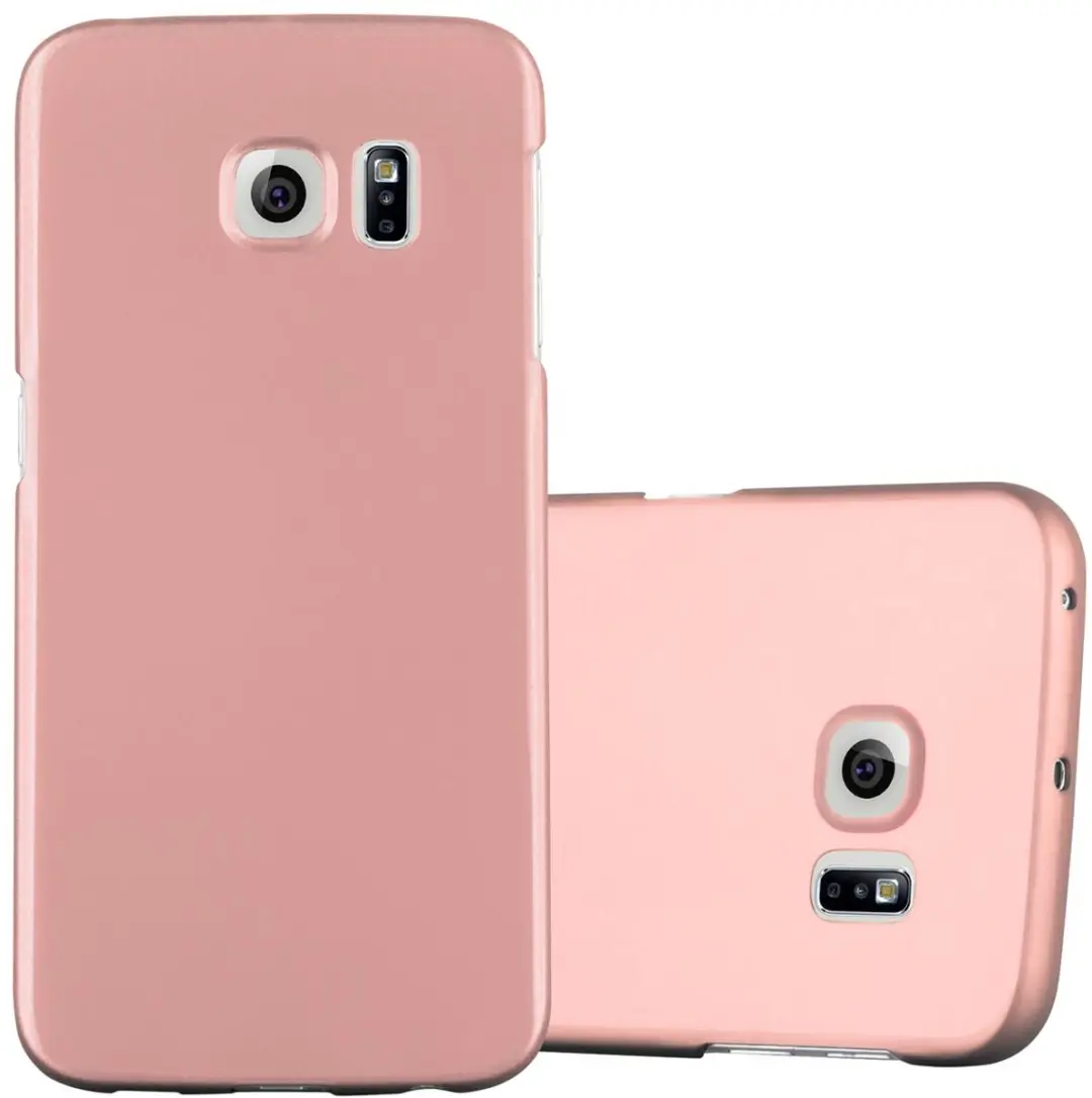 Cadorabo Hoesje geschikt voor Samsung Galaxy S6 EDGE in METAAL ROSE GOUD