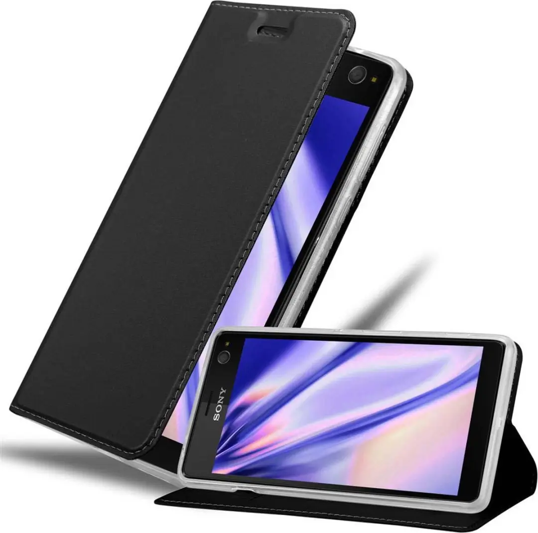 Cadorabo Hoesje geschikt voor Sony Xperia C4 in CLASSY ZWART
