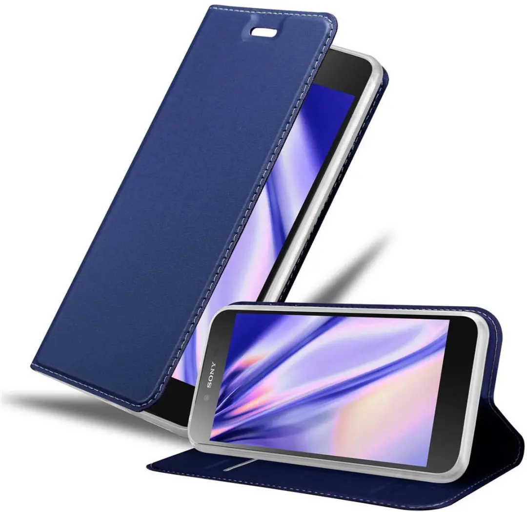 Cadorabo Hoesje geschikt voor Sony Xperia Z5 PREMIUM in CLASSY DONKER BLAUW