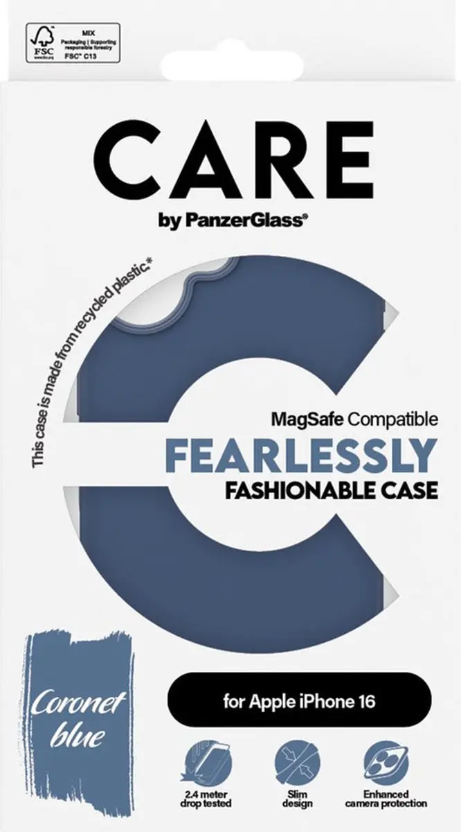 CARE by PanzerGlass Fashion Hoesje iPhone 16 MagSafe - Blauw - afbeelding 4 van 6