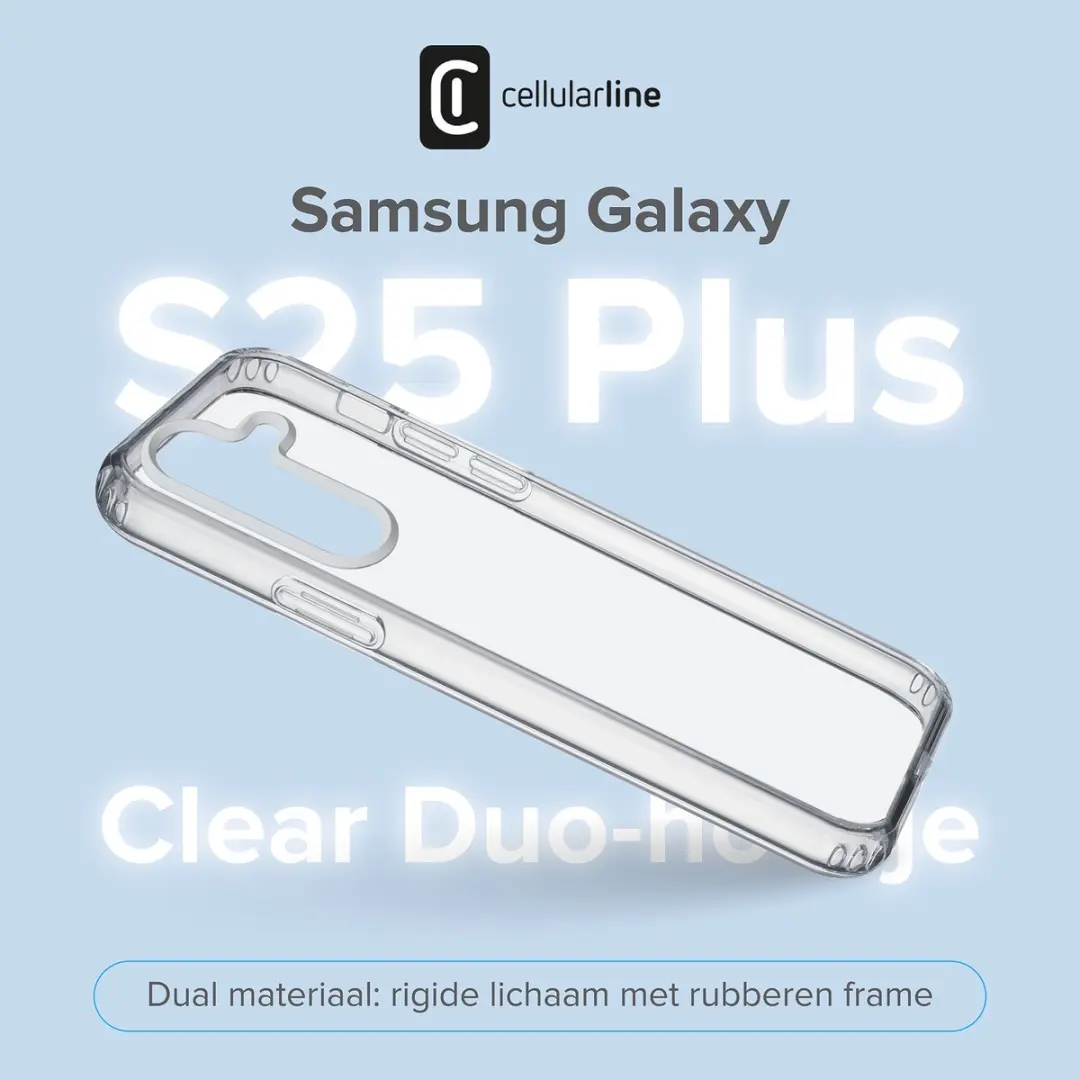 Cellularline Clear Duo Hoesje Samsung Galaxy S25+ - Transparant - afbeelding 6 van 6
