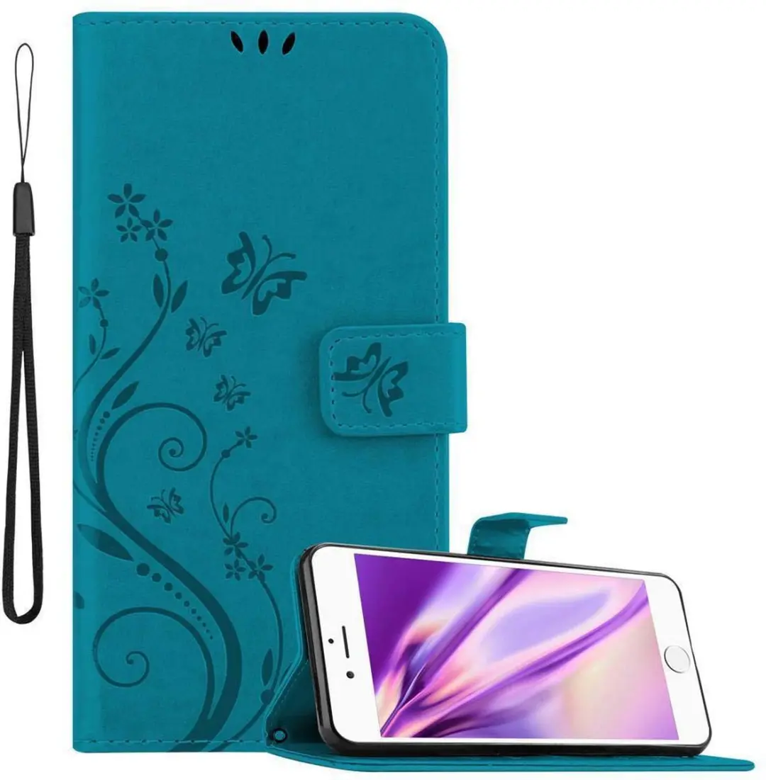 Cadorabo Hoesje geschikt voor Apple iPhone 6 PLUS / 6S PLUS in BLOEMEN BLAUW