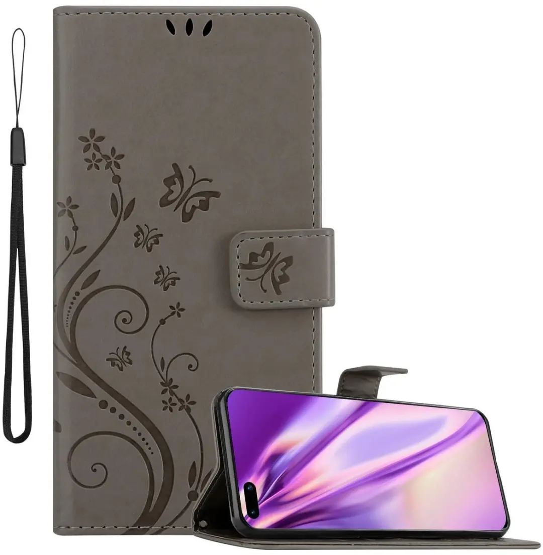 Cadorabo Hoesje geschikt voor Huawei P40 in BLOEMEN GRIJS
