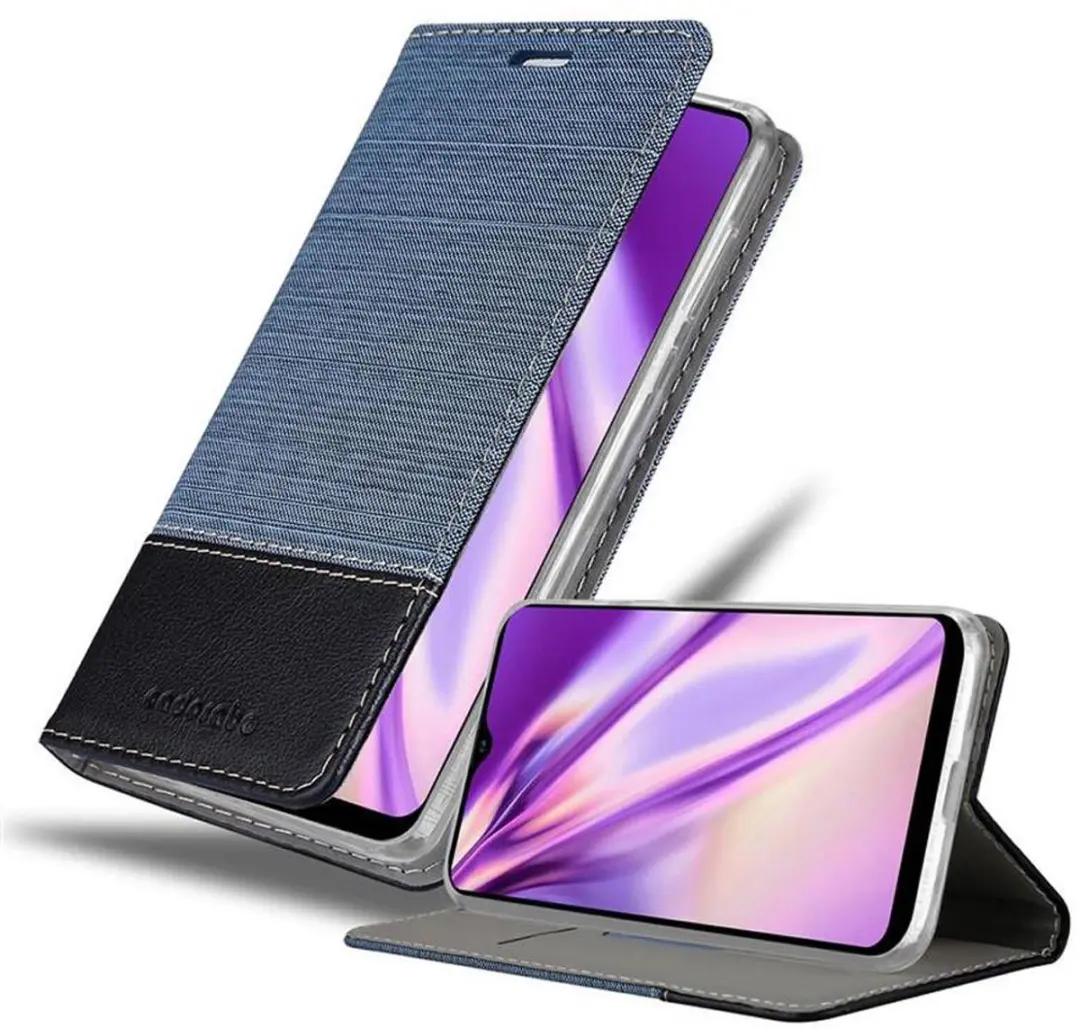 Cadorabo Hoesje geschikt voor Samsung Galaxy A21 in DONKERBLAUW ZWART