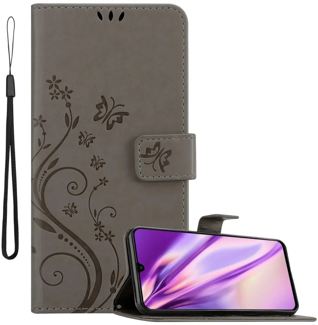 Cadorabo Hoesje geschikt voor Samsung Galaxy A90 5G in BLOEMEN GRIJS