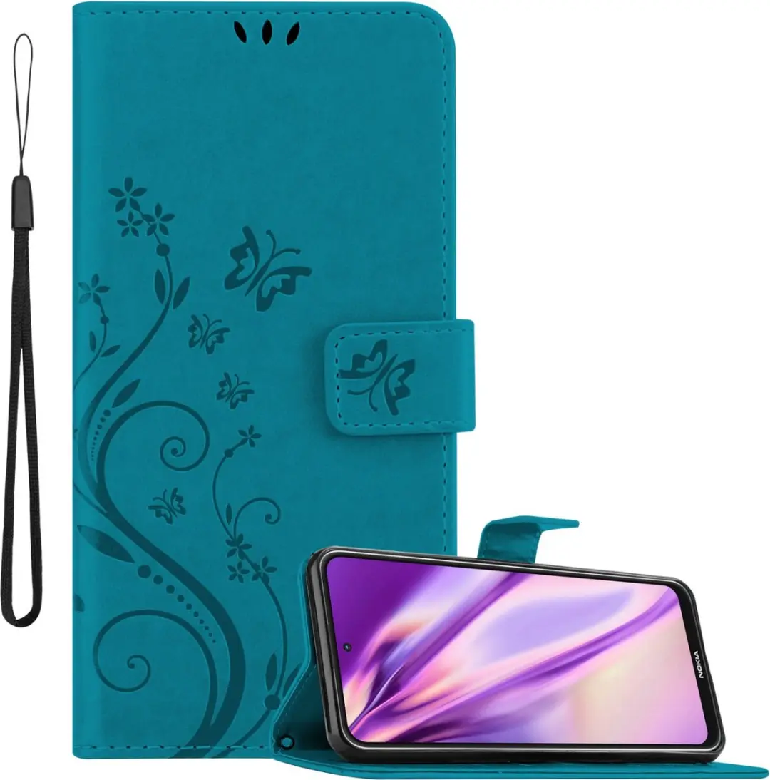 Cadorabo Hoesje geschikt voor Nokia X10 / X20 in BLOEMEN BLAUW