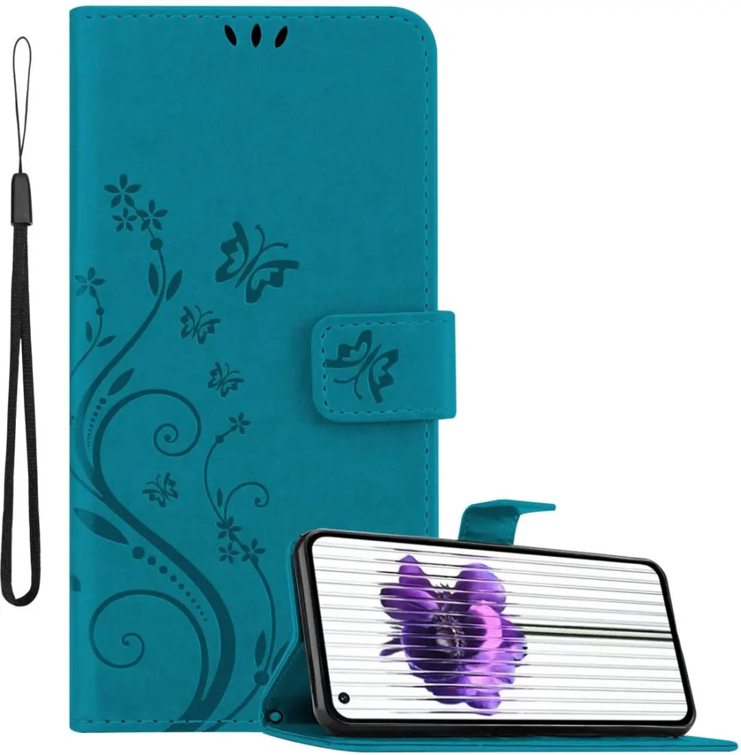 Cadorabo Hoesje geschikt voor Nothing Phone (1) in BLOEMEN BLAUW