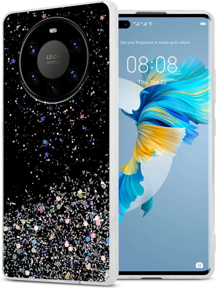 Cadorabo Hoesje geschikt voor Huawei MATE 40 PRO in Zwart met Glitter