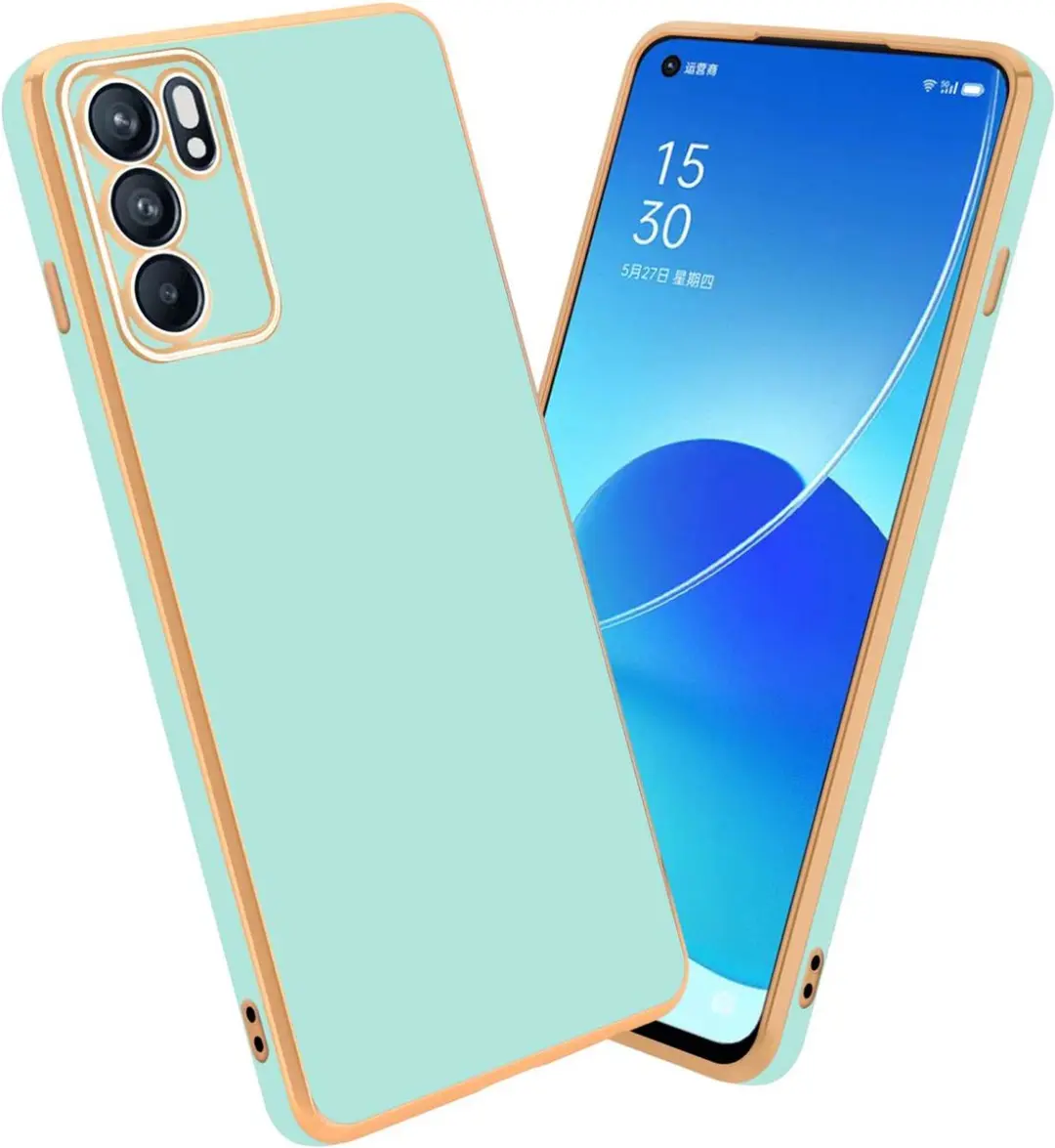 Cadorabo Hoesje geschikt voor Oppo Reno6 5G in Glossy Mintgroen