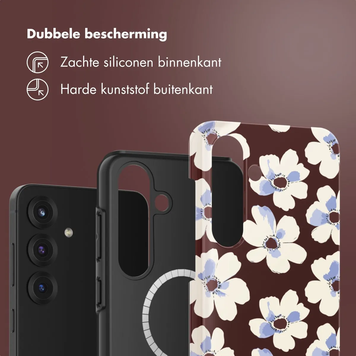 Selencia Hoesje Samsung Galaxy S25 Choco Flower Pop - MagSafe