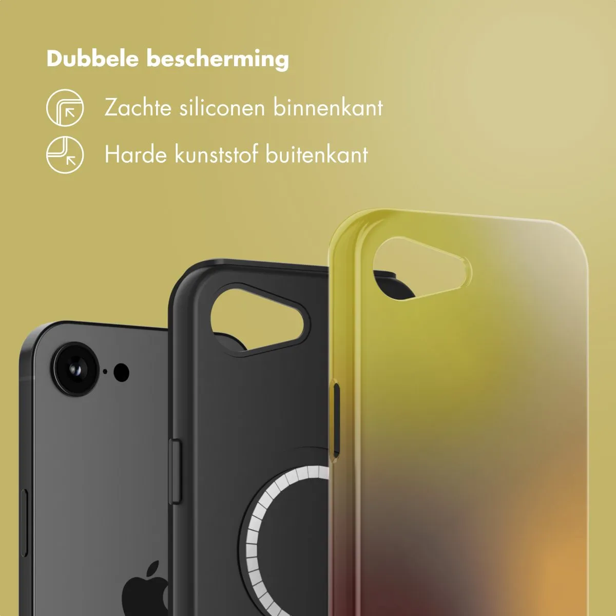Selencia Hoesje iPhone 16e MagSafe Gradient Olive Dust