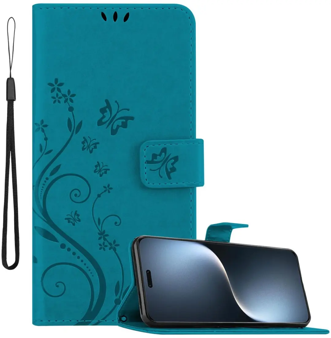 Cadorabo Hoesje geschikt voor Honor Magic 7 Pro in BLOEMEN BLAUW