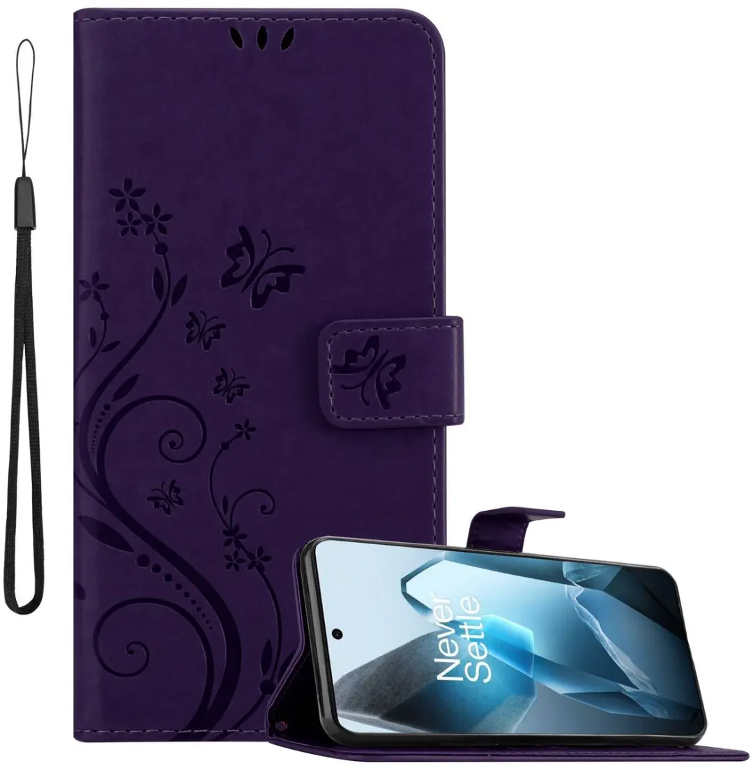 Cadorabo Hoesje geschikt voor OnePlus 13 in BLOEMEN DONKER PAARS