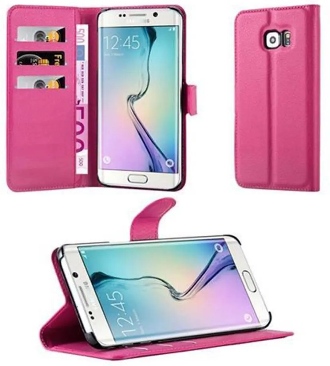 Cadorabo Hoesje geschikt voor Samsung Galaxy S6 EDGE in KERSEN ROZE