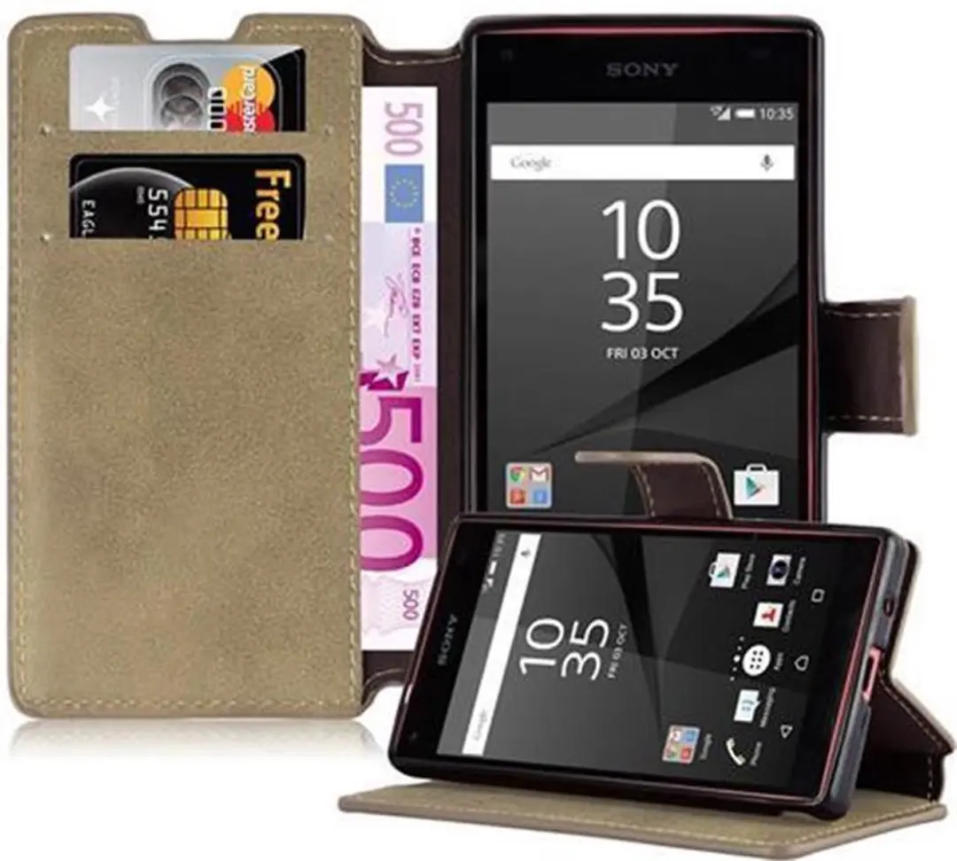 Cadorabo Hoesje geschikt voor Sony Xperia Z5 COMPACT in MAT ZAND BRUIN