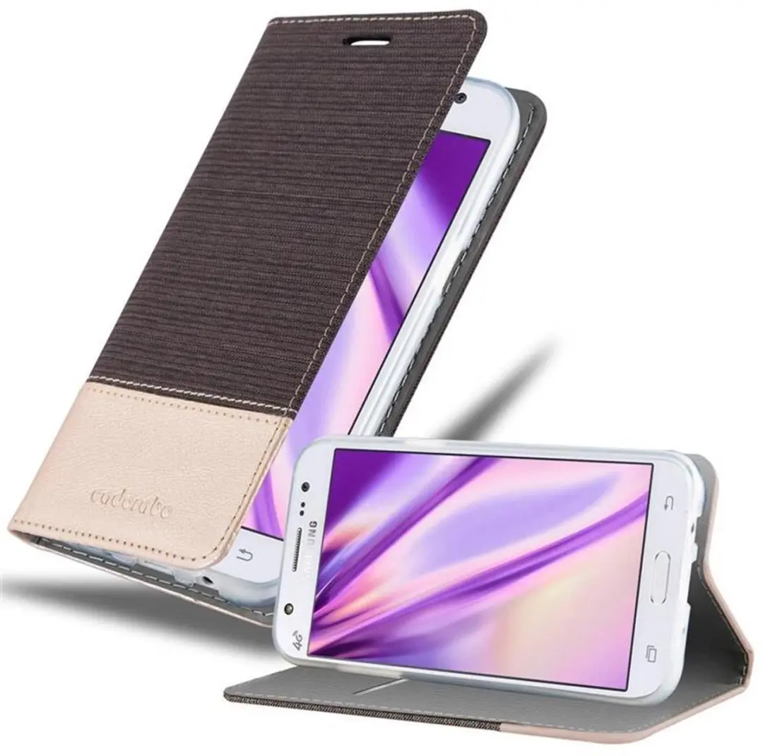 Cadorabo Hoesje geschikt voor Samsung Galaxy J5 2015 in ANTRACIET GOUD
