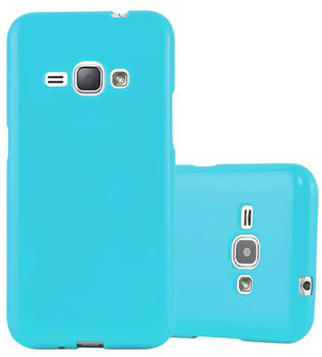 Cadorabo Hoesje geschikt voor Samsung Galaxy J1 2015 in JELLY LICHT BLAUW