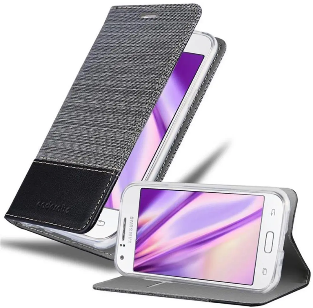 Cadorabo Hoesje geschikt voor Samsung Galaxy J1 2015 in GRIJS ZWART