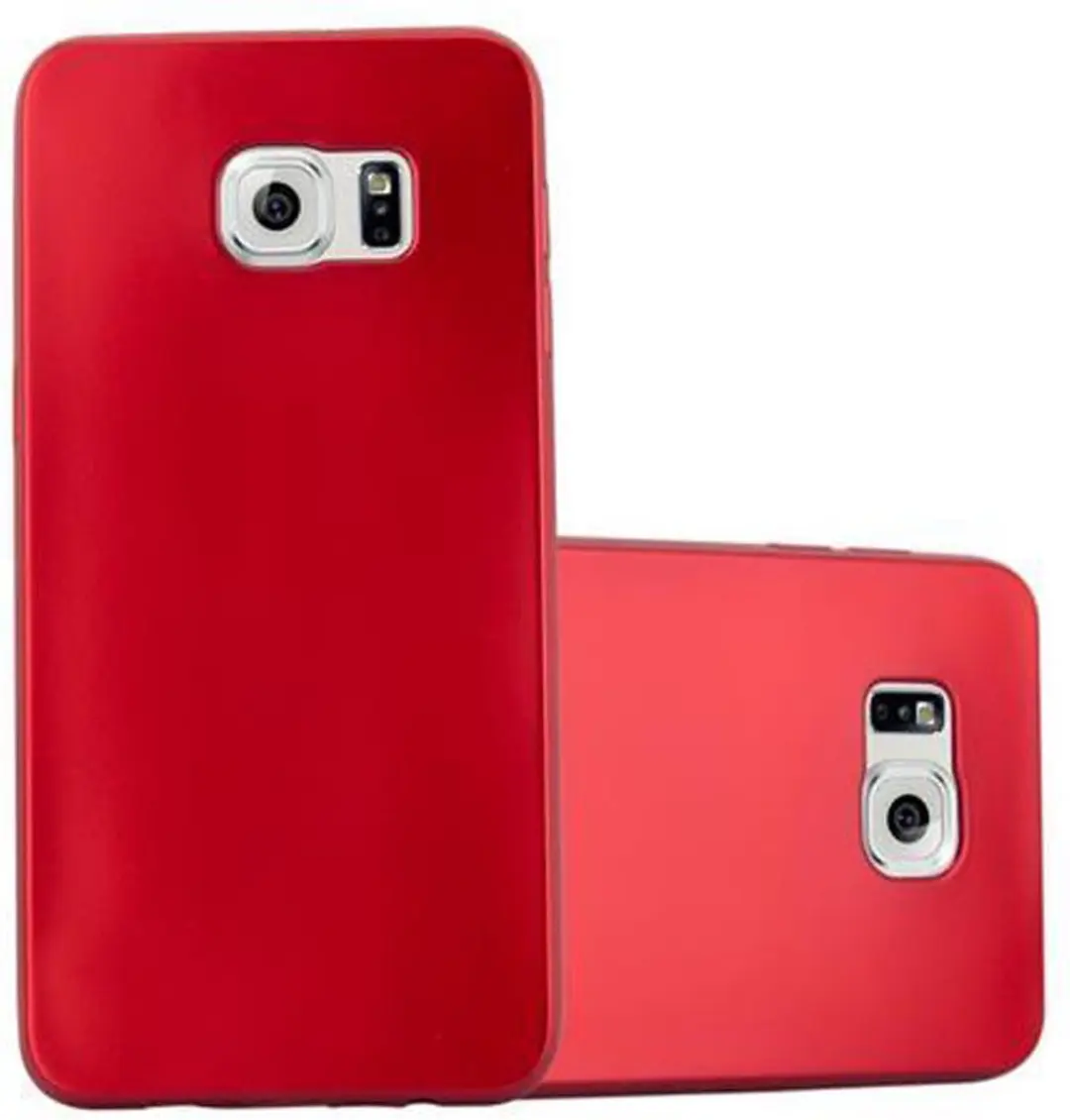 Cadorabo Hoesje geschikt voor Samsung Galaxy S6 EDGE PLUS in METALLIC ROOD