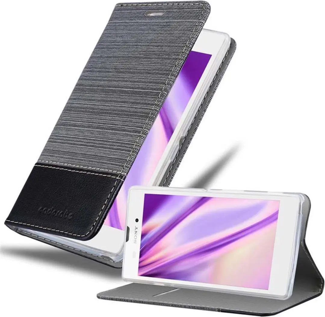 Cadorabo Hoesje geschikt voor Sony Xperia T3 in GRIJS ZWART