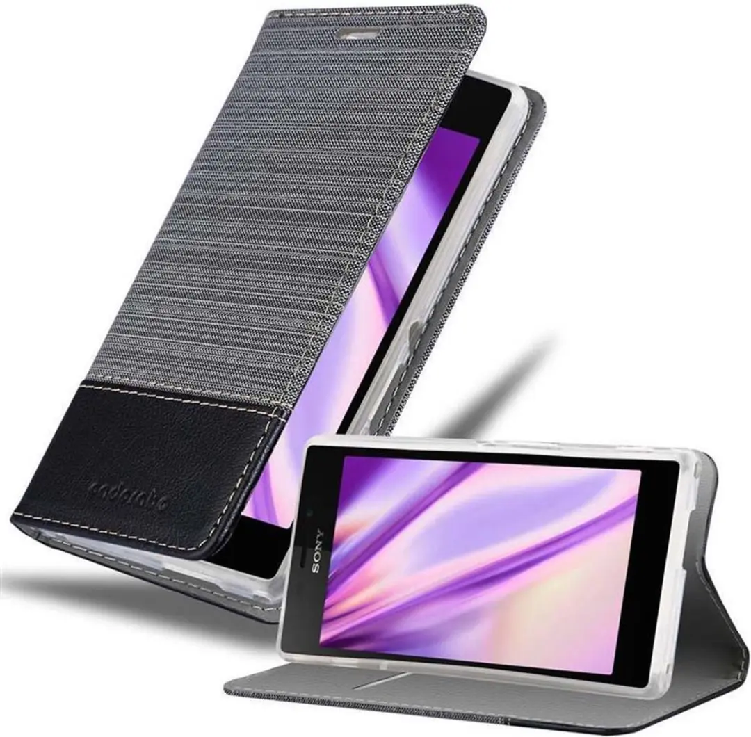 Cadorabo Hoesje geschikt voor Sony Xperia M2 / M2 AQUA in GRIJS ZWART