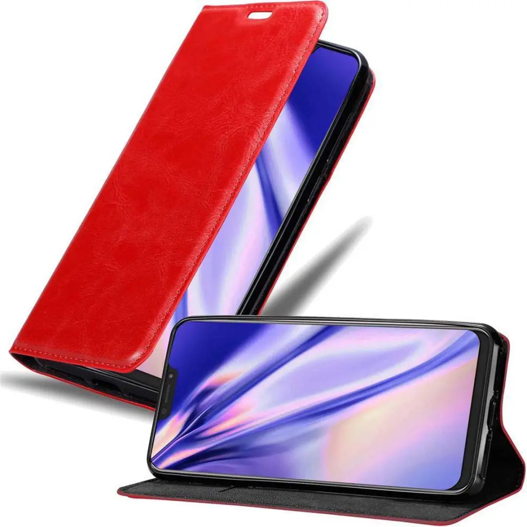 Cadorabo Hoesje geschikt voor Asus ZenFone 5Z in APPEL ROOD - Beschermhoes met magnetische sluiting, standfunctie en kaartvakje Book Case Cover Etui