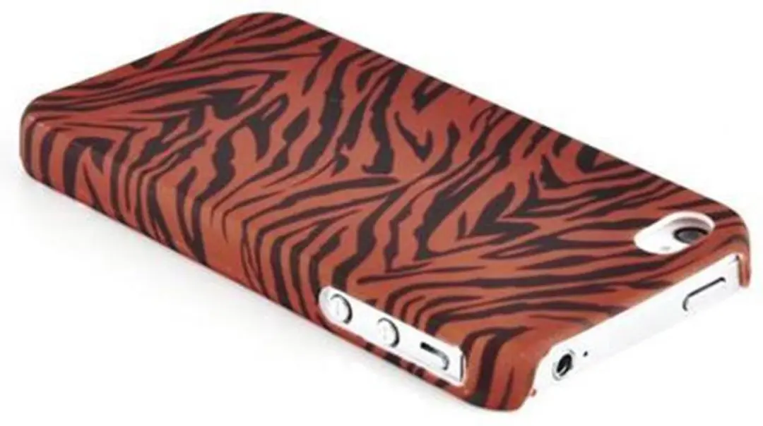 Cadorabo Hoesje geschikt voor Apple iPhone 4 / 4S met BROWN TIGER opdruk