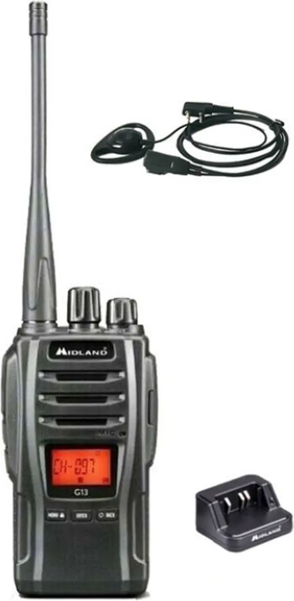 Midland G13 PRO UHF PMR446 / LPD69 robuuste professionele Portofoon met D-shape