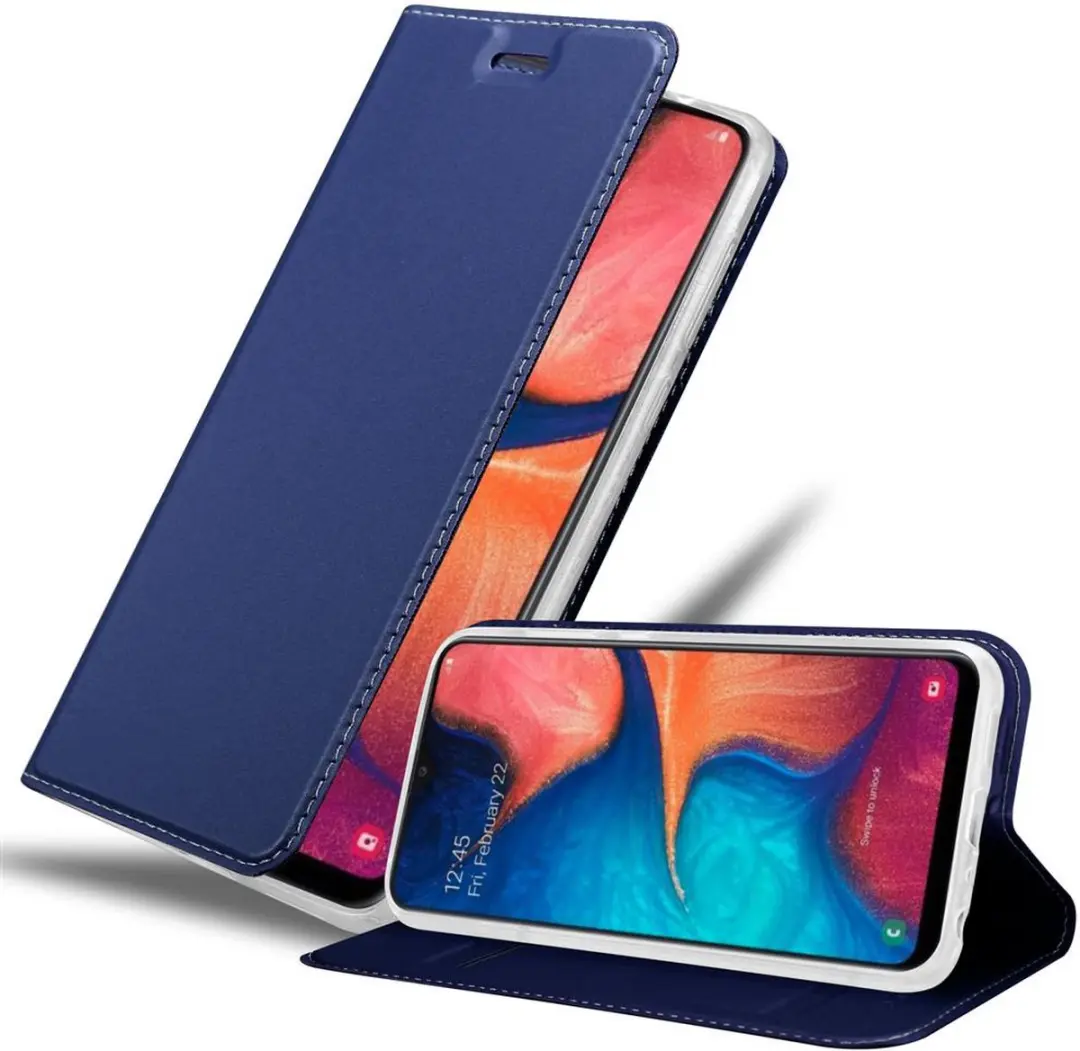 Cadorabo Hoesje geschikt voor Samsung Galaxy A10e / A20e in CLASSY DONKER BLAUW