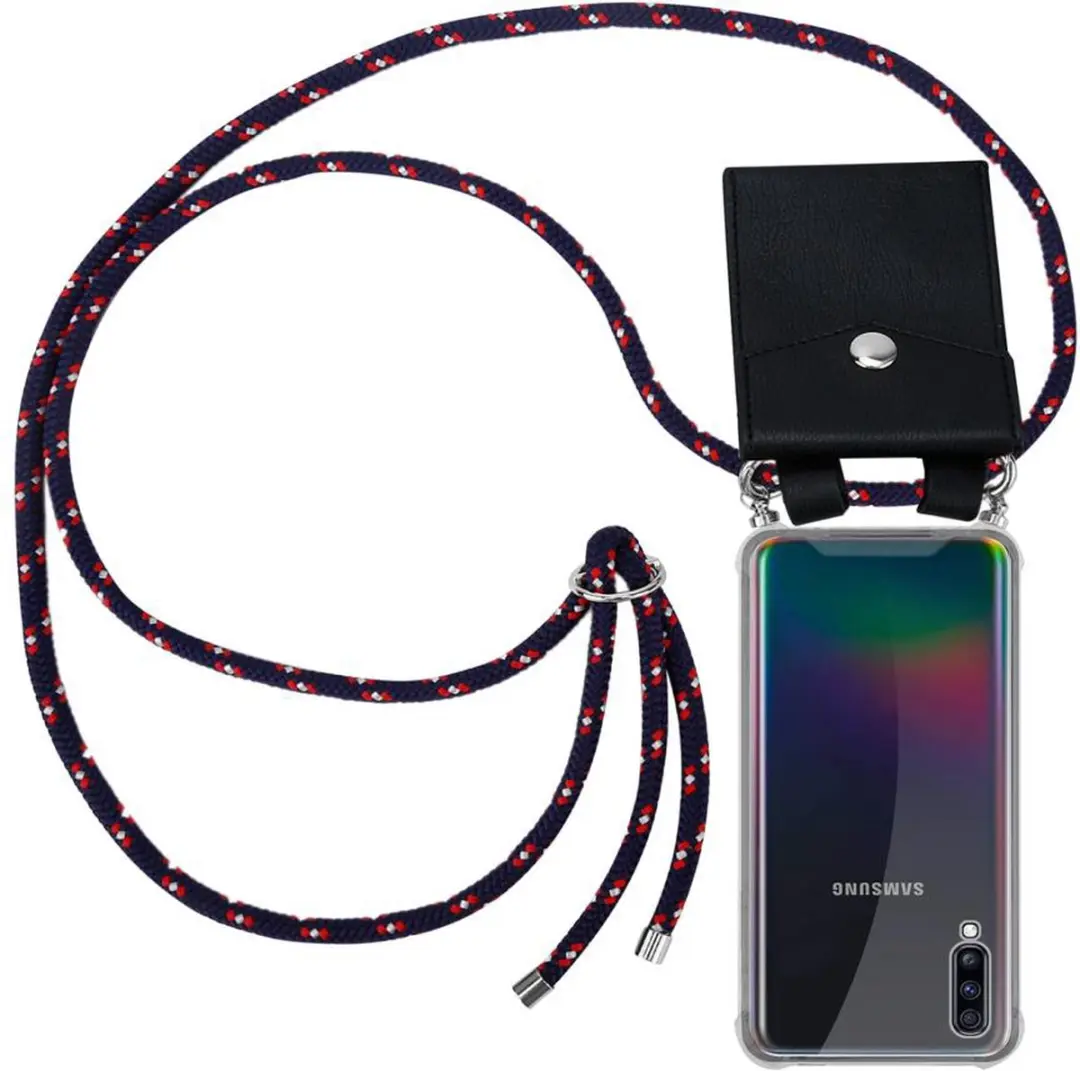 Cadorabo Hoesje geschikt voor Samsung Galaxy A70 / A70s in BLAUW ROOD WITTE STIP