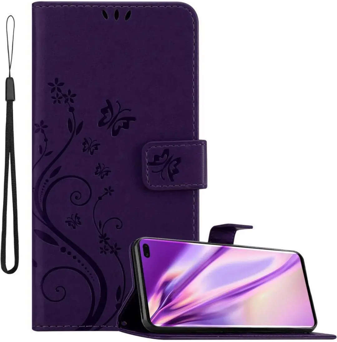 Cadorabo Hoesje geschikt voor Samsung Galaxy S10 PLUS in BLOEMEN DONKER PAARS
