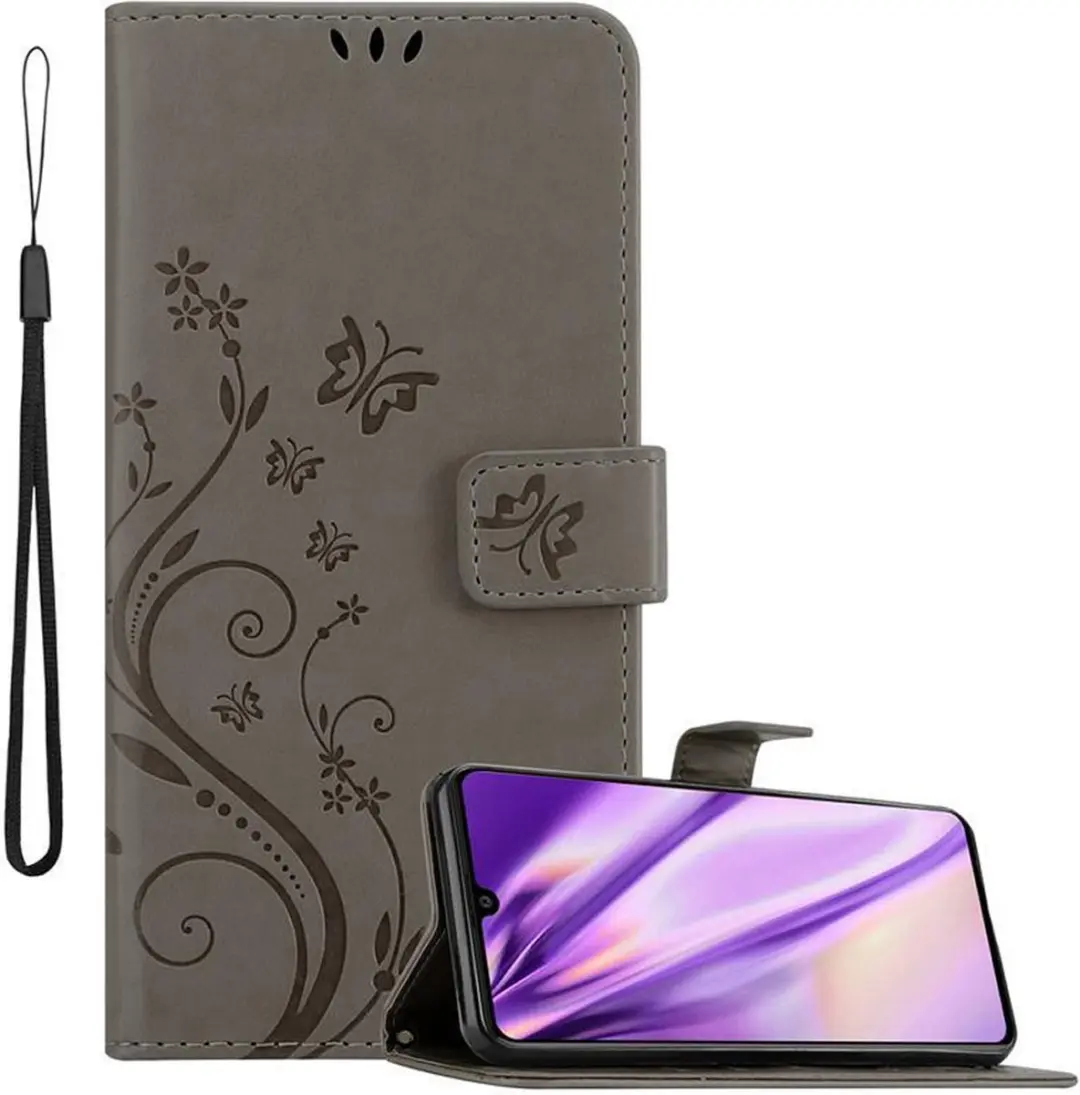 Cadorabo Hoesje geschikt voor Samsung Galaxy A41 in BLOEMEN GRIJS