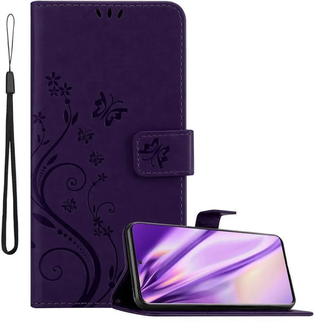 Cadorabo Hoesje geschikt voor Samsung Galaxy S20 in BLOEMEN DONKER PAARS