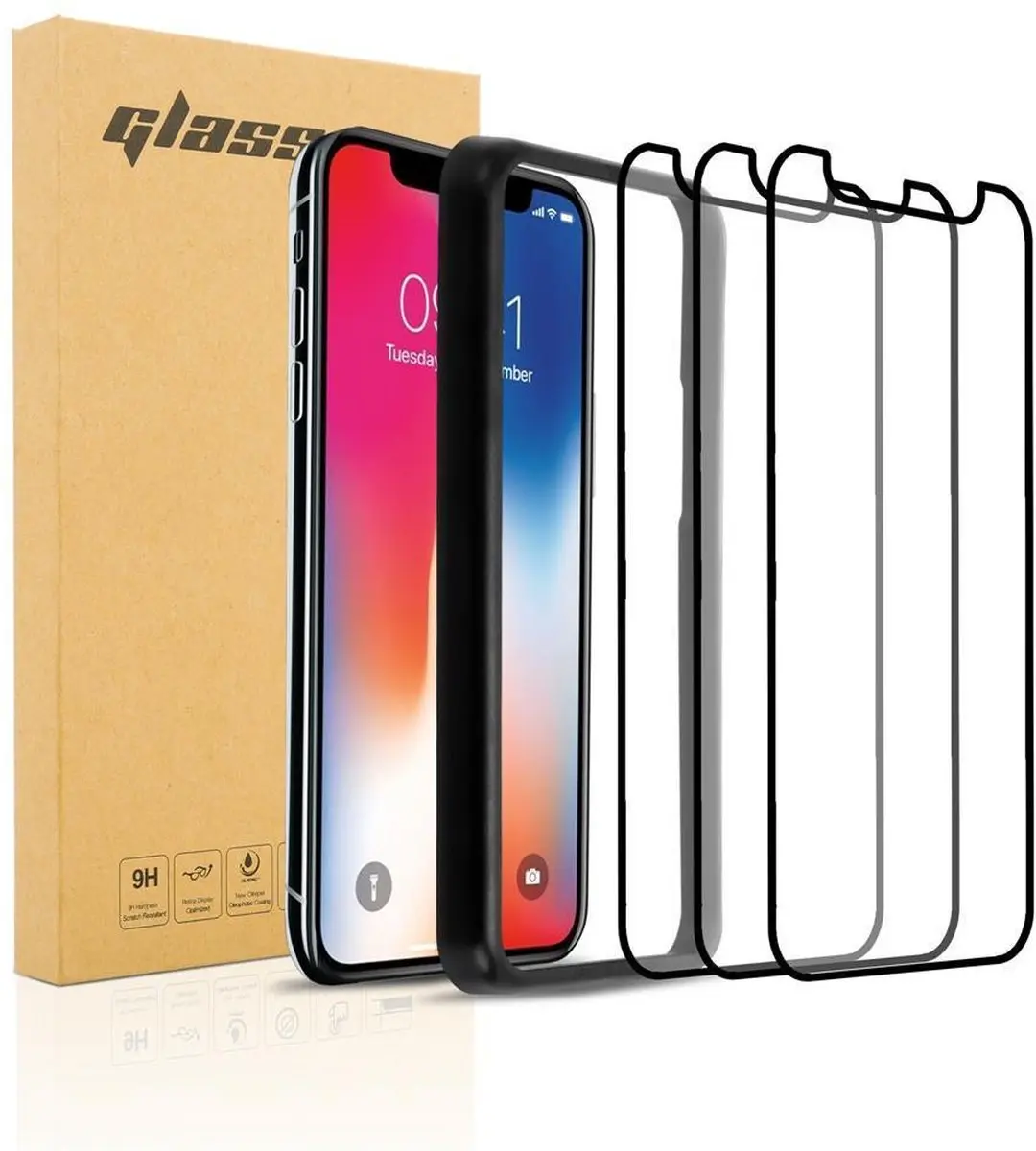Cadorabo 3x Volledig scherm pantserfolie geschikt voor Apple iPhone X / XS in TR