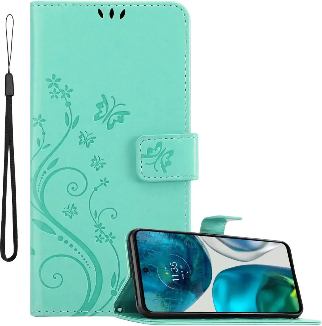 Cadorabo Hoesje geschikt voor Motorola MOTO G52 4G / G82 5G in BLOEMEN TURKOOIS