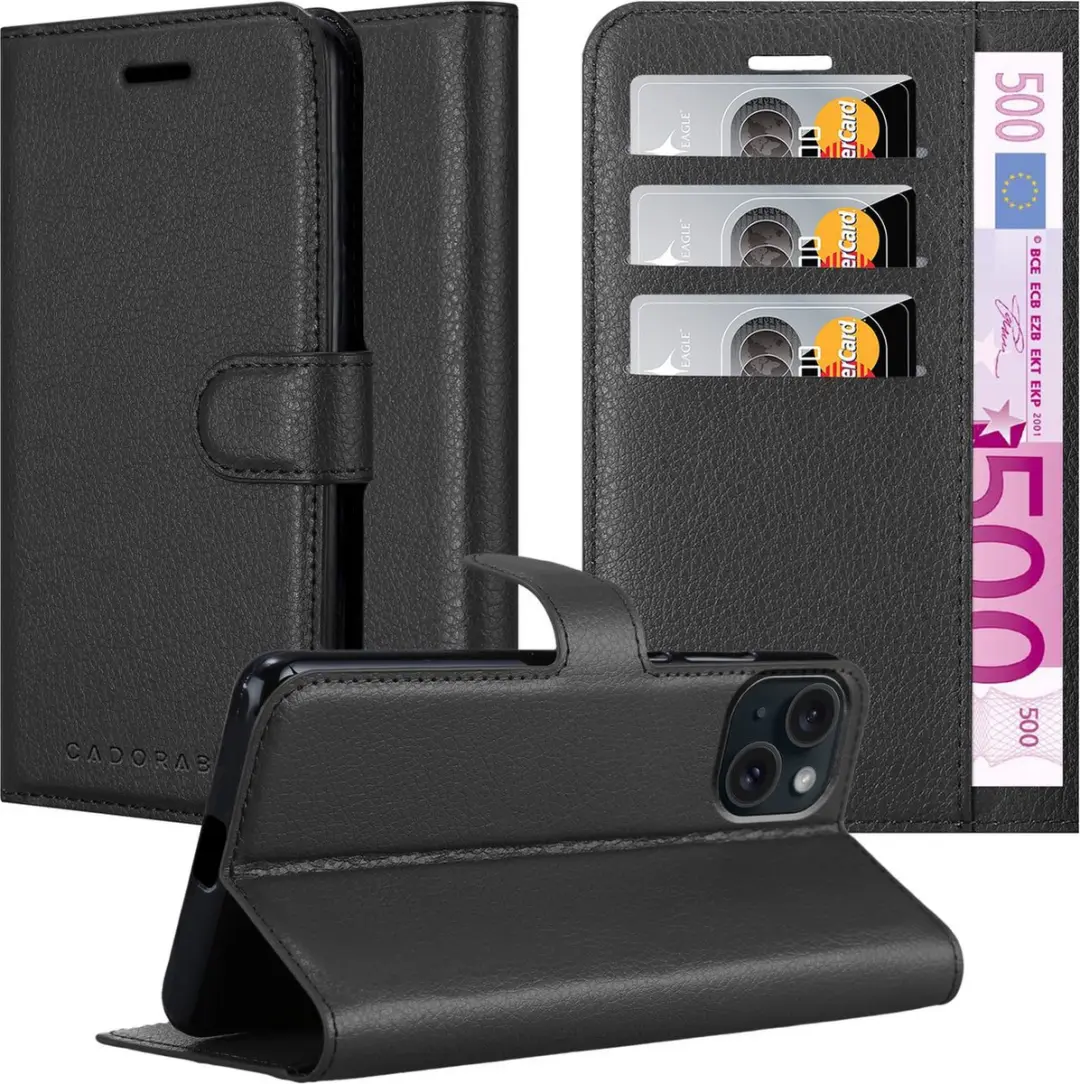 Cadorabo Hoesje geschikt voor Apple iPhone 15 in PHANTOM ZWART