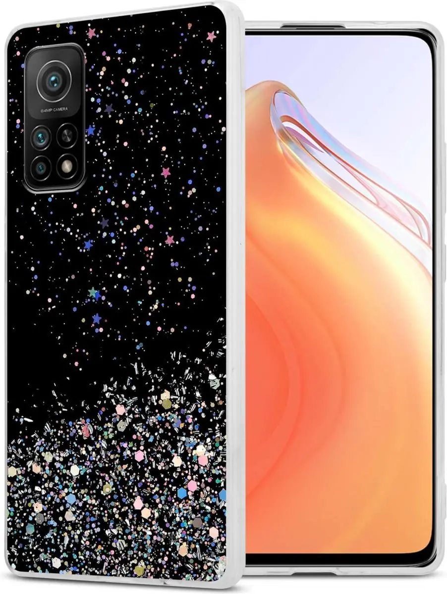 Cadorabo Hoesje geschikt voor Xiaomi Mi 10T / Mi 10T PRO in Zwart met Glitter