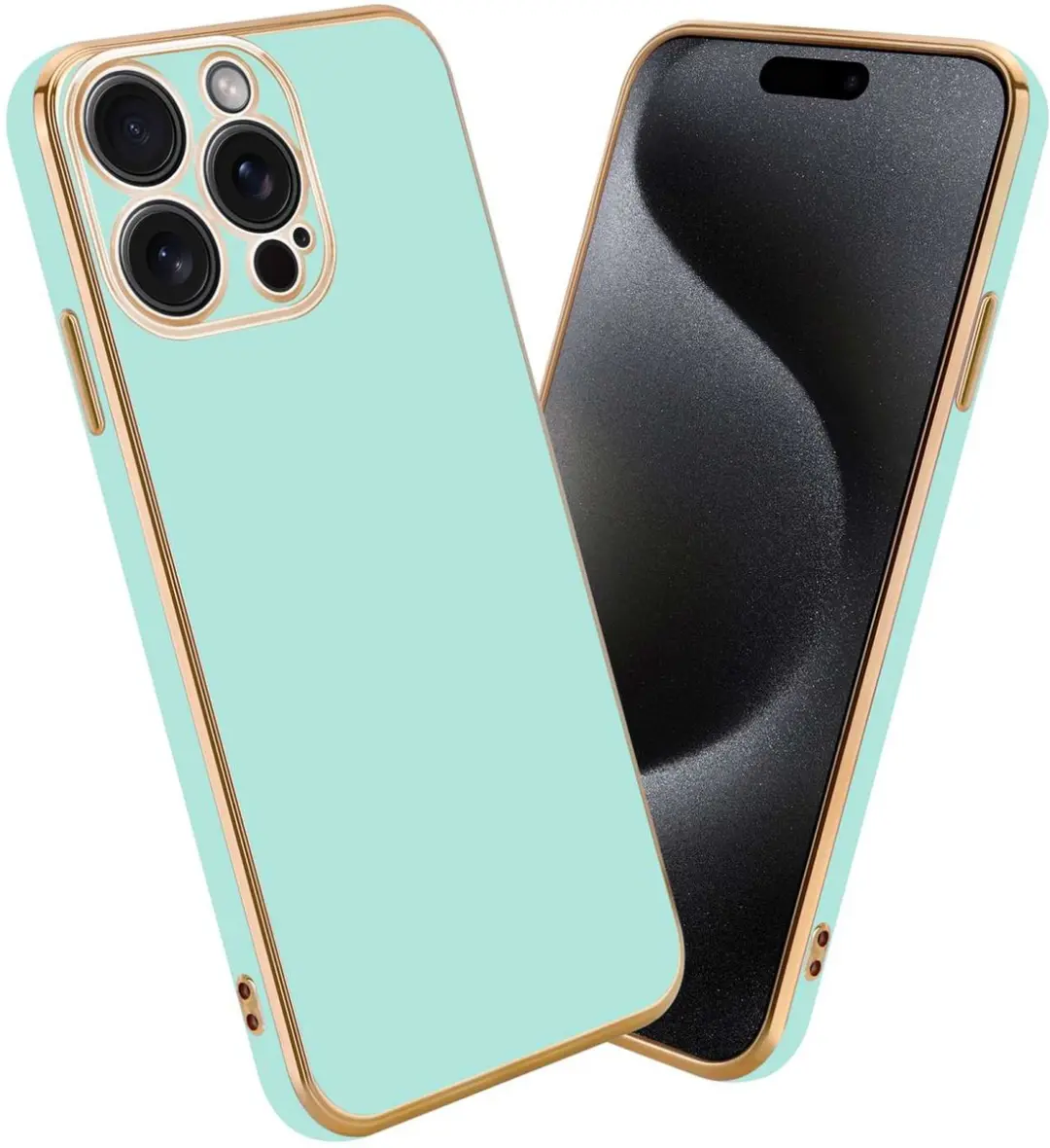 Cadorabo Hoesje geschikt voor Apple iPhone 15 PRO in Glossy Mintgroen