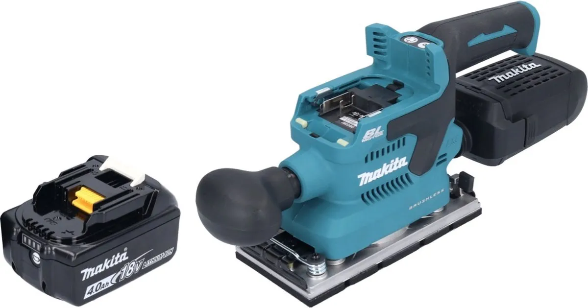 Makita DBO382M1 Accu-Excenterschuurmachine 18V 93x185mm Borstelloos - 4,0Ah