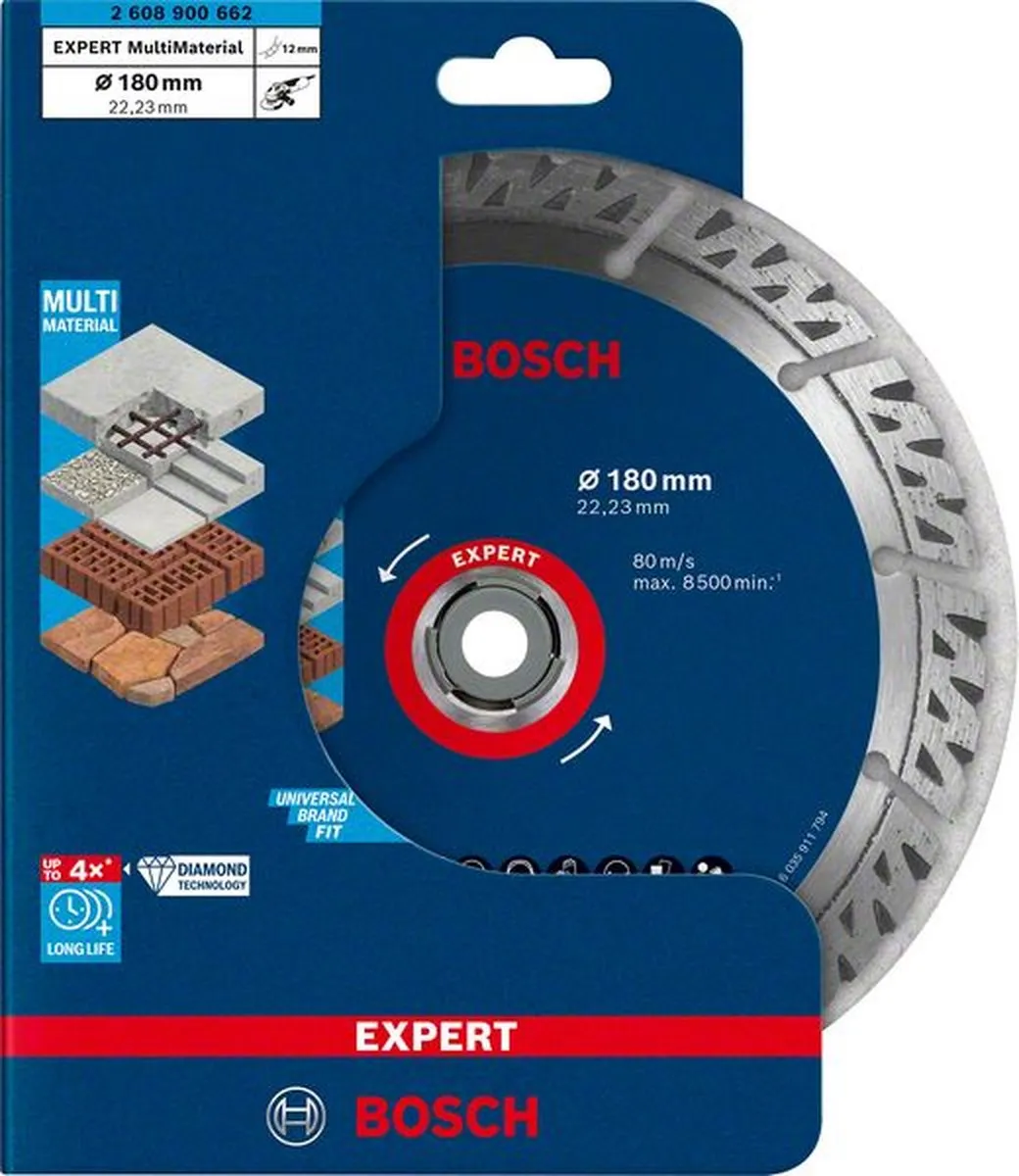 Bosch Professional Expert MultiMaterial Diamantdoorslijpschijf 180mm - 22,23mm As - afbeelding 2 van 3
