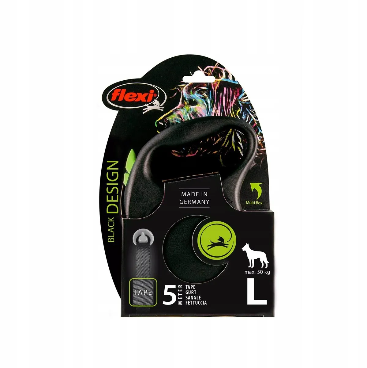 Flexi Black Design Hondenlijn Groen L 5m 50kg