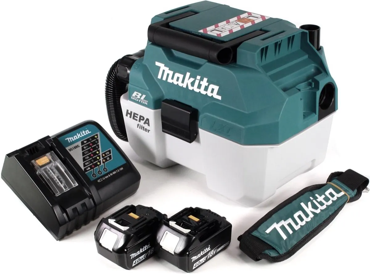 Makita DVC 750 LRMX3 Stofzuiger 18V - 7,5L - 2x 4,0Ah accu + lader - Groen
