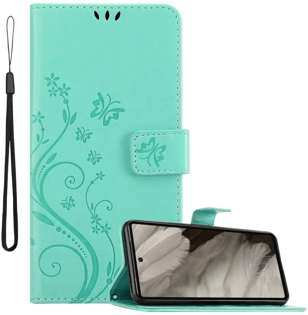 Cadorabo Hoesje geschikt voor Google Pixel 7A in BLOEMEN TURKOOIS