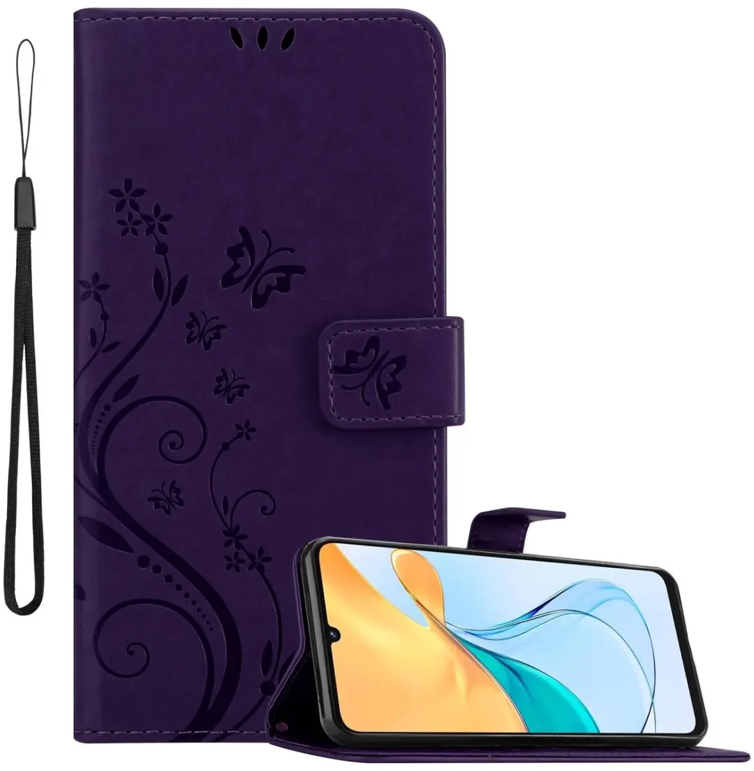 Cadorabo Hoesje geschikt voor ZTE Blade V50 Vita in BLOEMEN DONKER PAARS