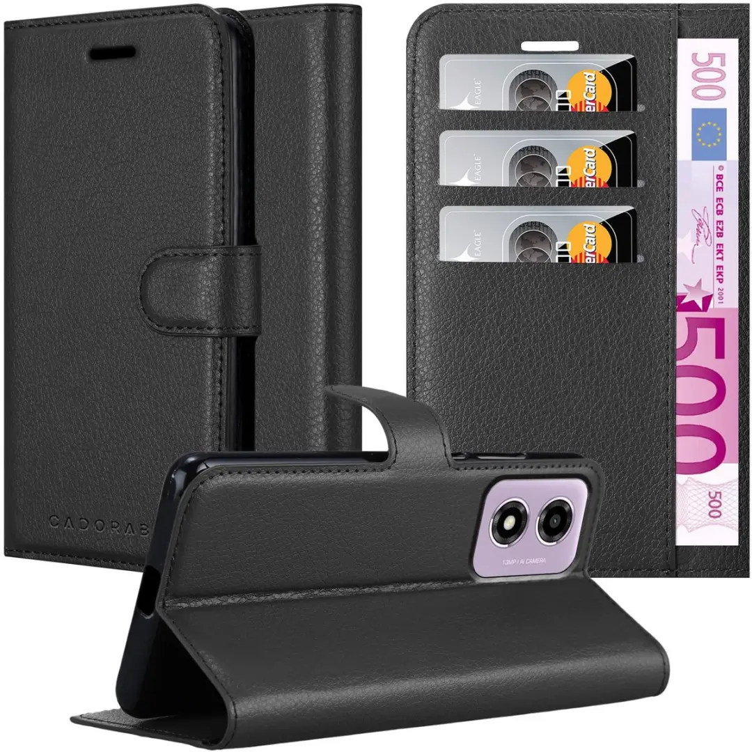 Cadorabo Hoesje geschikt voor Motorola MOTO E14 in PHANTOM ZWART