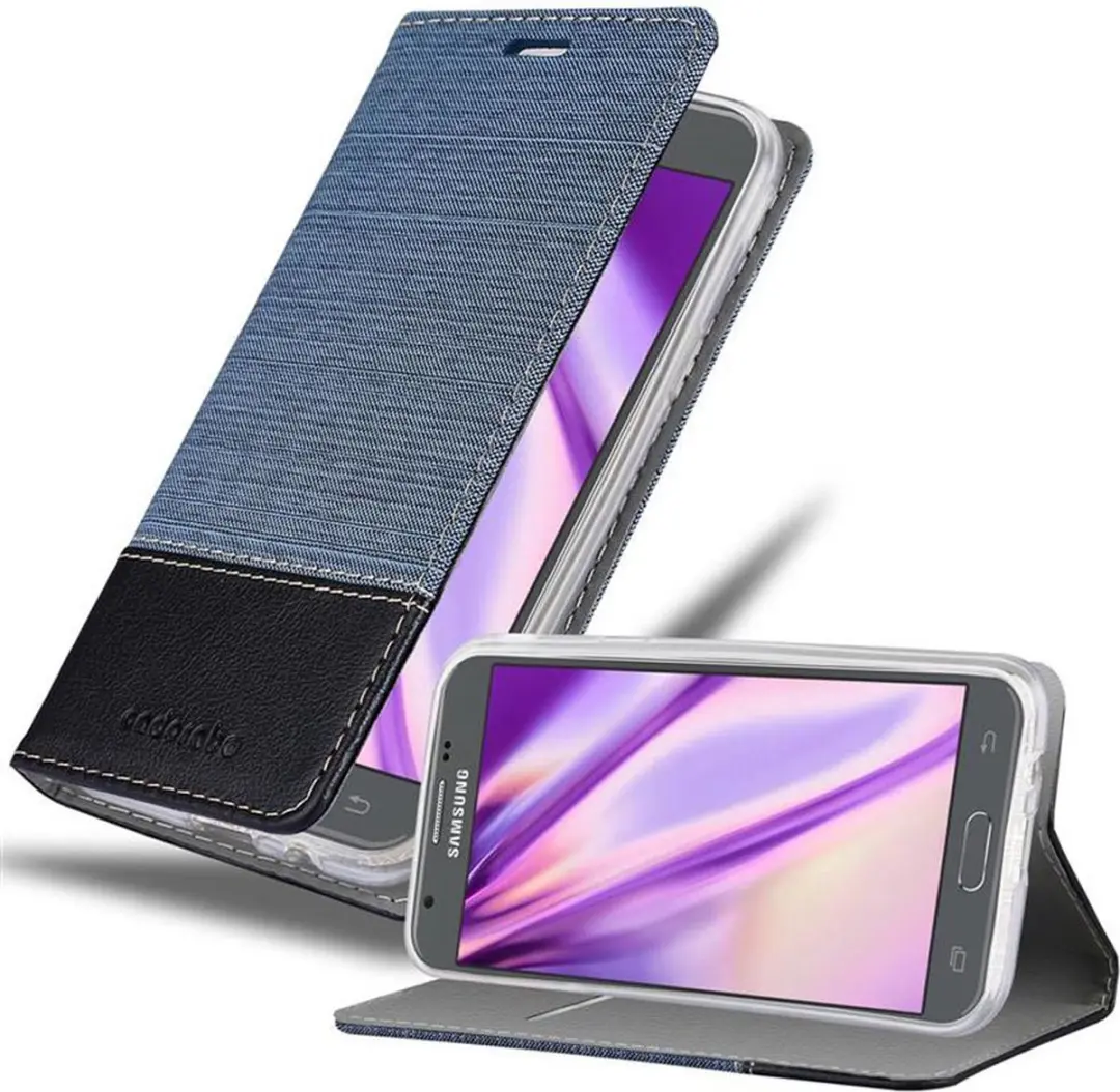 Cadorabo Hoesje geschikt voor Samsung Galaxy J3 2017 in DONKERBLAUW ZWART
