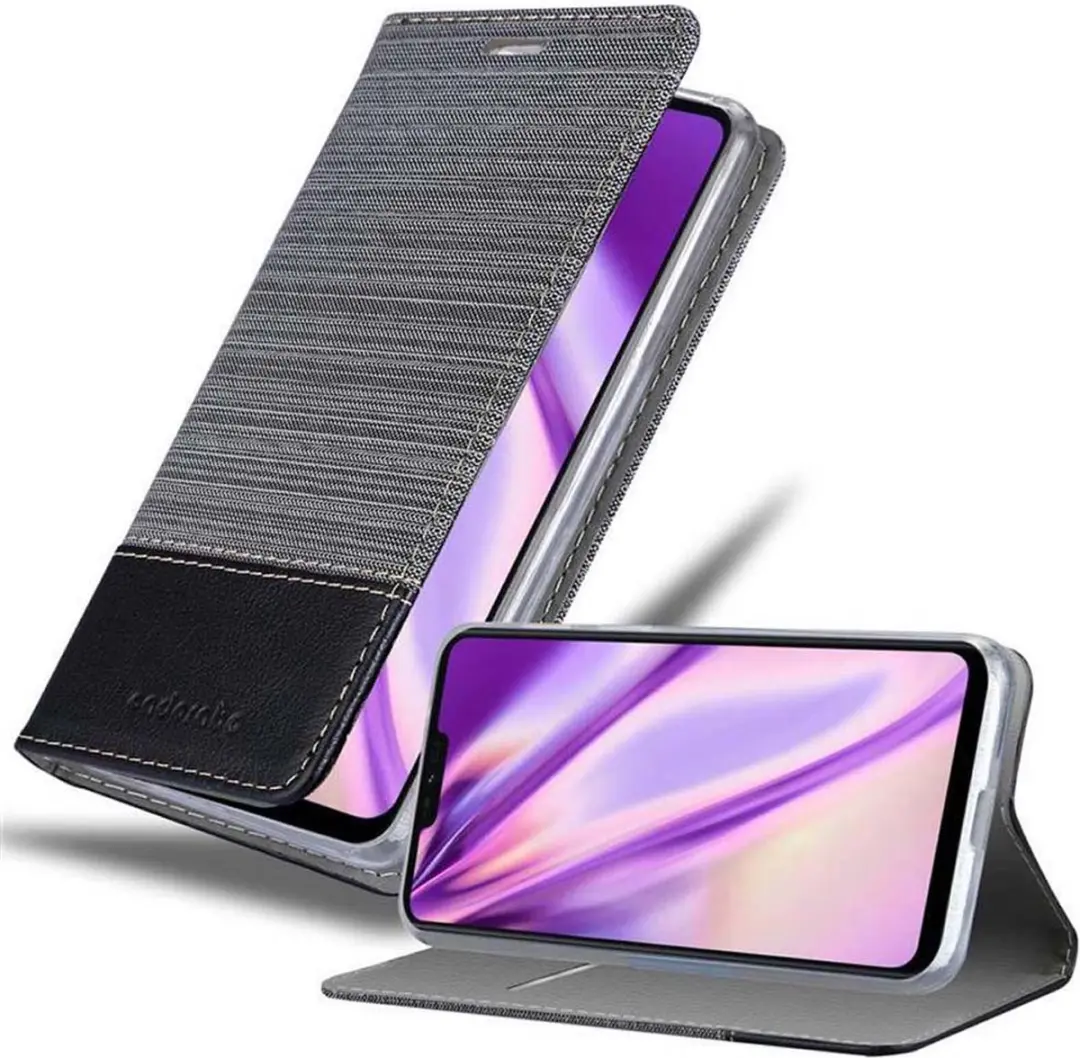 Cadorabo Hoesje geschikt voor LG Q9 in GRIJS ZWART