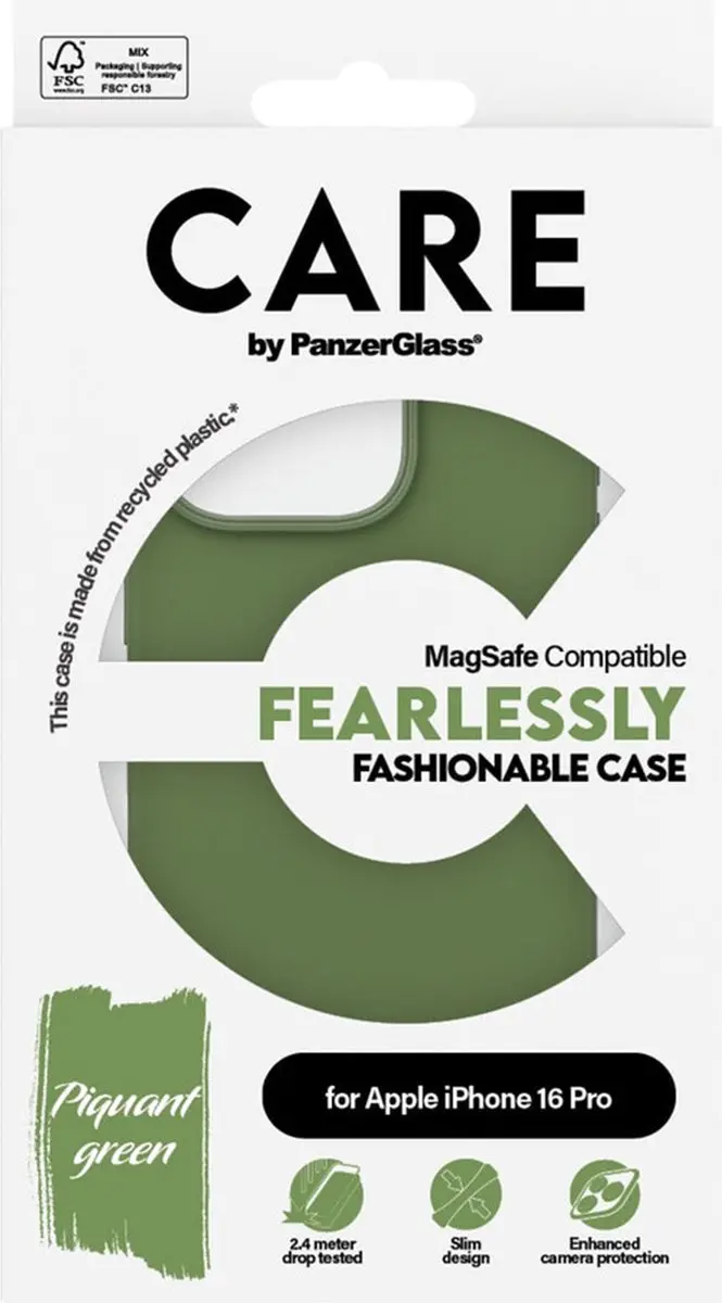 PanzerGlass CARE Fashion Hoesje iPhone 16 Pro - Groen - afbeelding 4 van 6