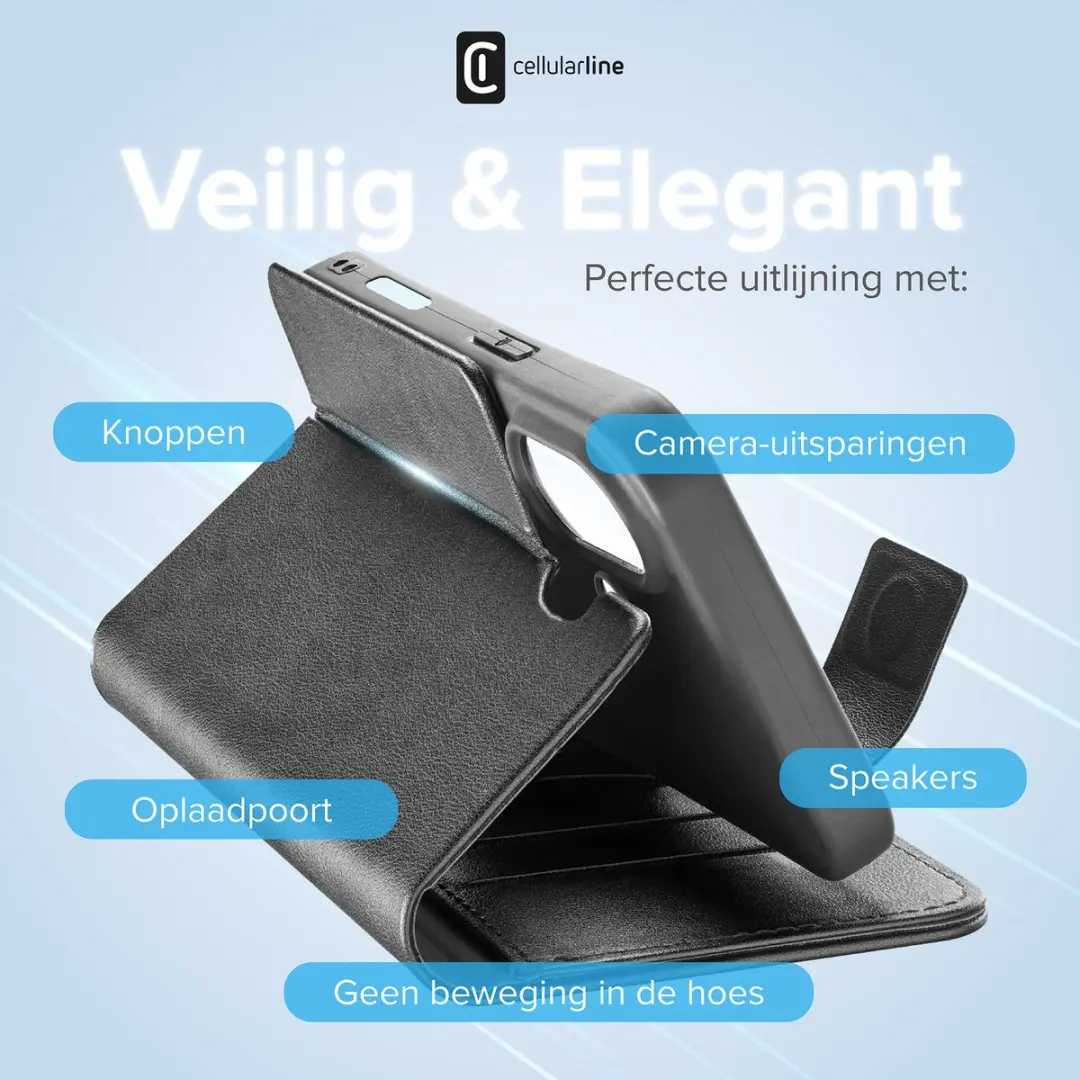 Cellularline Book Agenda 2 Hoesje iPhone 17 - Zwart - afbeelding 4 van 6